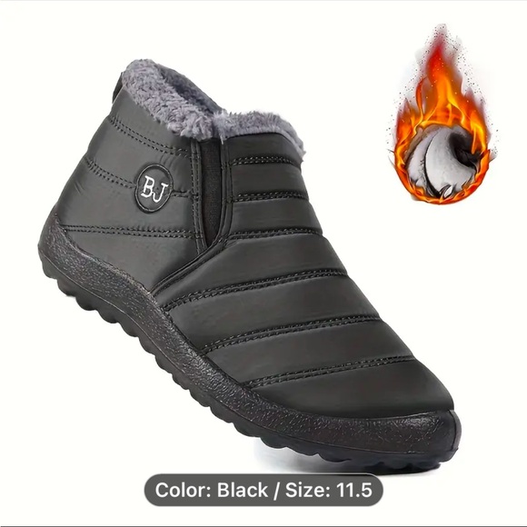 Black Rain and Snow Boots with Slip-On Design and Thick Rugged Sole - Picture 1 of 1